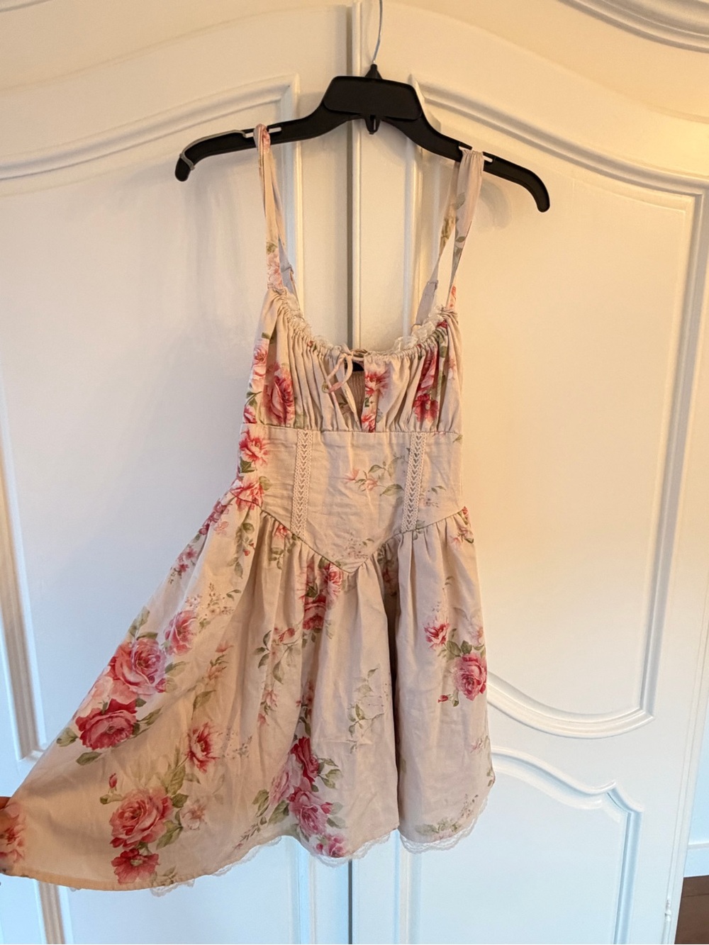 Target Cream Mini Dress with Pink Rose Print